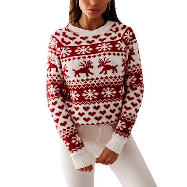 Women Snowflake Print Christmas Pullover Tops Sweatshirt Blouse Winter Warm Women Snowflake Print Christmas Pullover Tops Sweatshirt Blouse Winter Warm